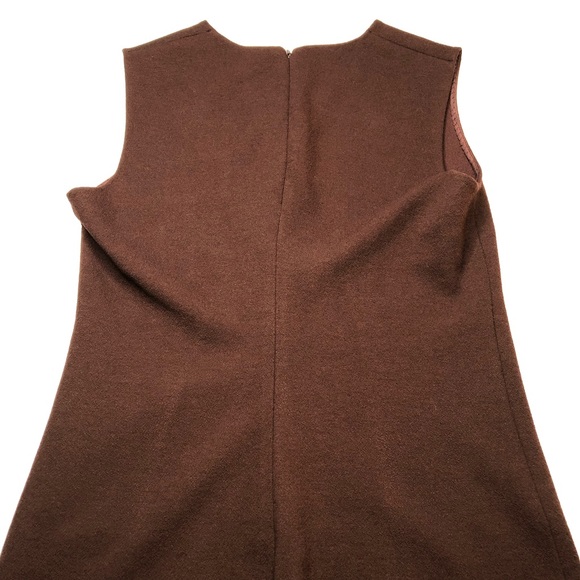 Vince Brown V-neck Sleeveless Sheath Dress 6 - Picture 4 of 8